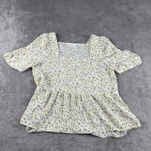 Monday‎ Fun Floral Blouse Womens Medium Yellow